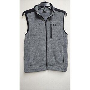 Under Armour Vest Mens Large Gray Fleece Full Zip Sleeveless Outdoor Pockets